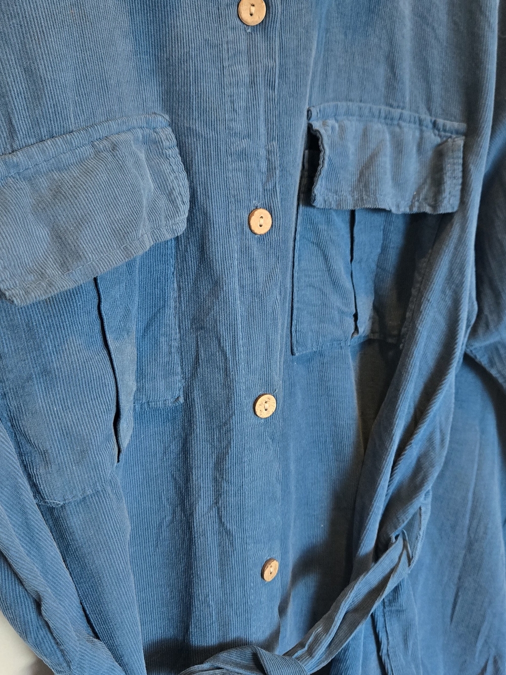 Button-Front Midi Shirt Dress Cordory Blue - Picture 4 of 6